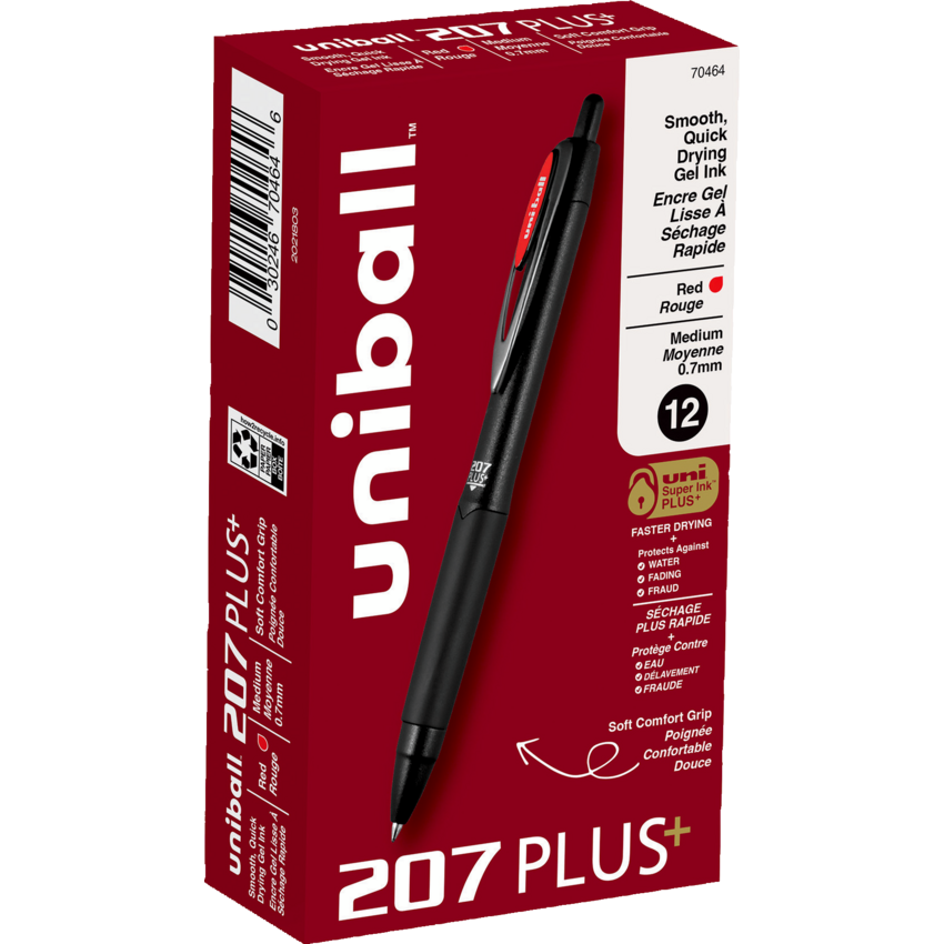uni-ball® 207™ Plus Retractable Gel Pens 0.7 mm Red