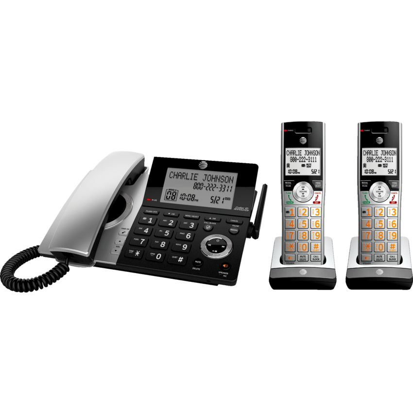 AT&T Corded/Cordless Answering System with Dual Caller ID/Call Waiting Black/Silver