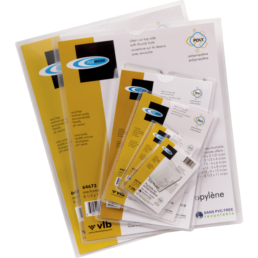 VLB FileMode Poly Pockets Clear 4" x 6"