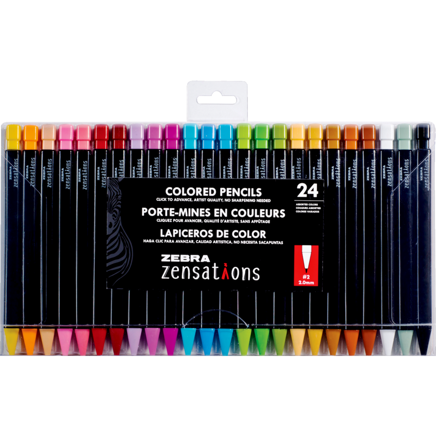 Zebra Zensations Mechanical Coloured Pencils 2.0 mm Assorted Colours 24/pkg