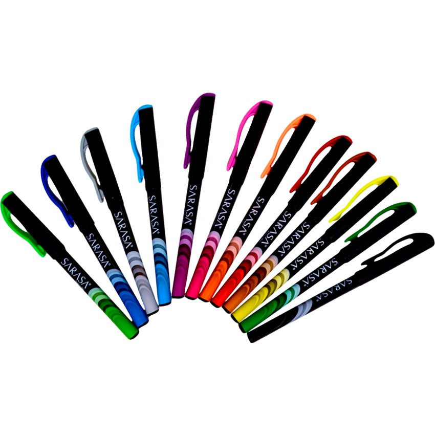 Zebra Sarasa™ Porous Retractable Gel Pens Assorted Colours 12/pkg