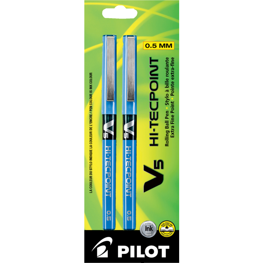 Pilot® Hi-Tecpoint V5 Roller Pen 0.5 mm Red 2/pkg