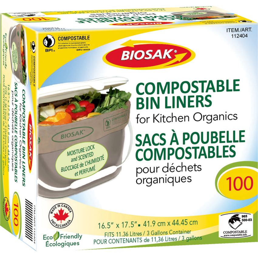 Ralston Biosak® Compostable Brown Bags Kitchen Organics 16-1/2" x 16-1/2" 100/box