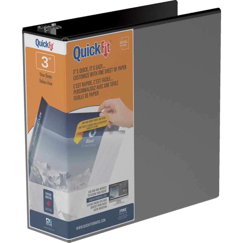 Davis Group QuickFit® View Round Ring Binder 3" Black