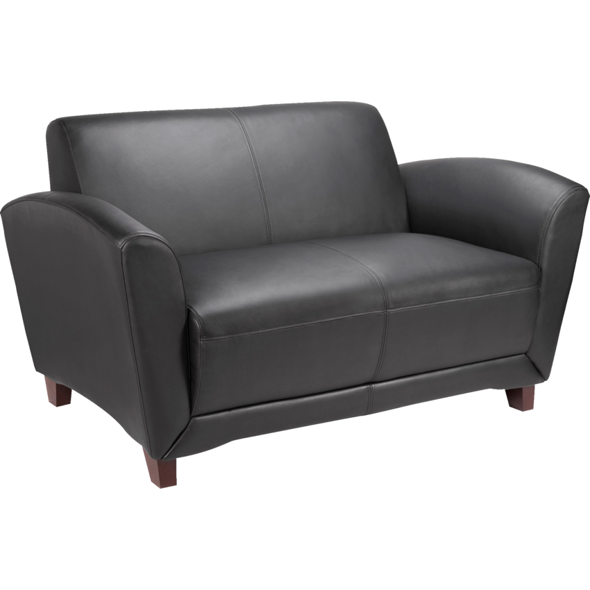 Lorell® Reception Seating Collection Love Seat Bonded Leather Black